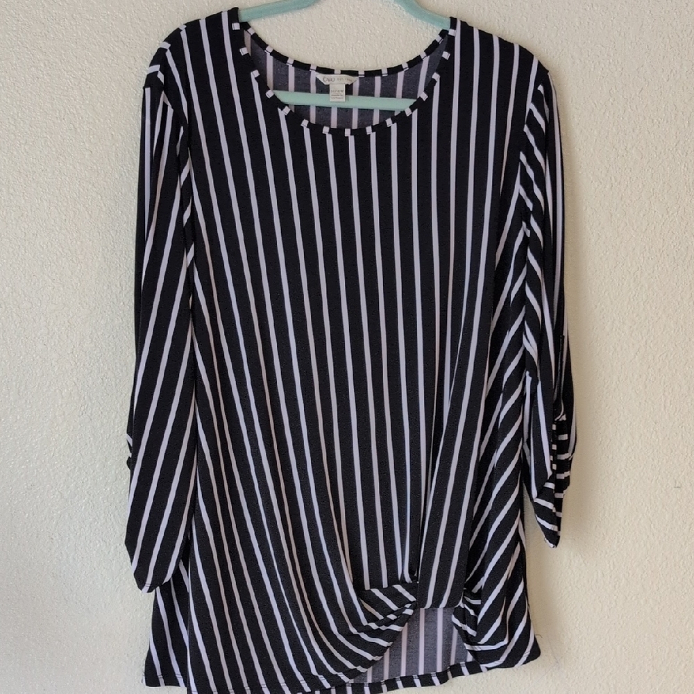 Cato Black and White Striped Blouse